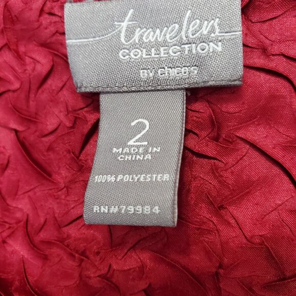 Chico's Travelers Rouge Red Sloane Textured Crinkle Jacket Size 2 Large - Picture 3 of 5